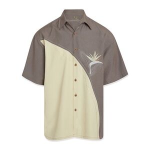 Bamboo Cay Crescent Bird Of Paradise Camp Shirt Grey/Cream 4XL NWT